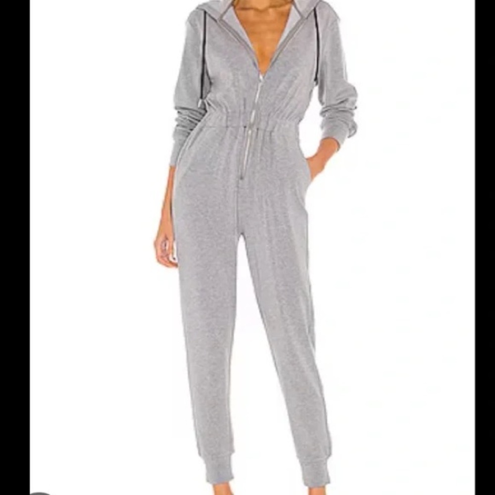 WeWoreWhat Light Gray Hooded Jumpsuit